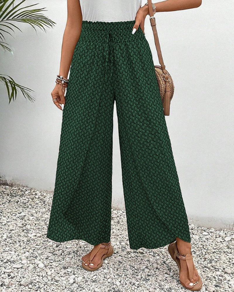 Lucie | Women’s Smocked Waist Palazzo Trousers — TOPNEWPLACE (view 9)