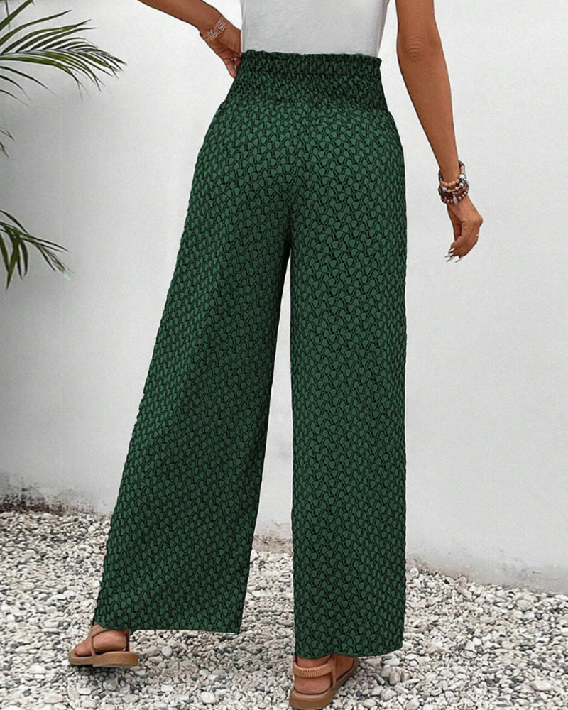Lucie | Women’s Smocked Waist Palazzo Trousers — TOPNEWPLACE (view 12)