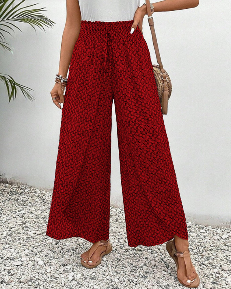 Lucie | Women’s Smocked Waist Palazzo Trousers — TOPNEWPLACE (view 5)