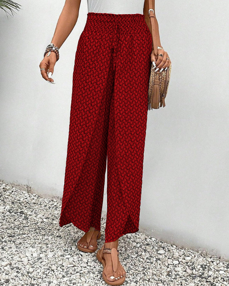 Lucie | Women’s Smocked Waist Palazzo Trousers — TOPNEWPLACE (view 6)