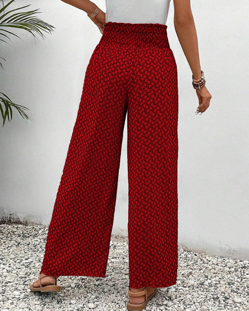 Lucie | Women’s Smocked Waist Palazzo Trousers — TOPNEWPLACE (view 8)