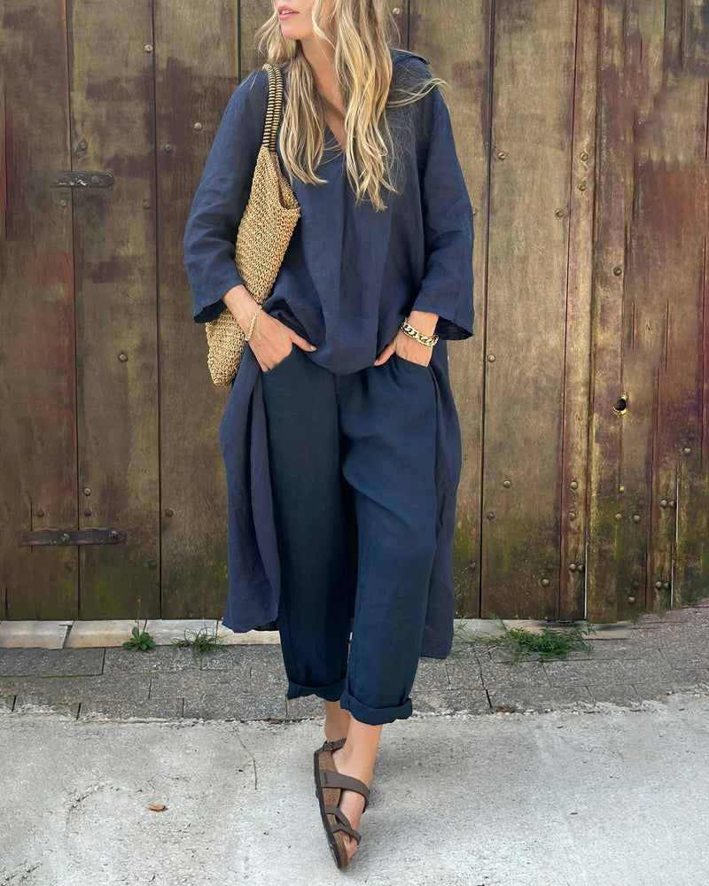 Fabiana | Women’s Long Sleeve Wide Leg Two-Piece Set — TOPNEWPLACE