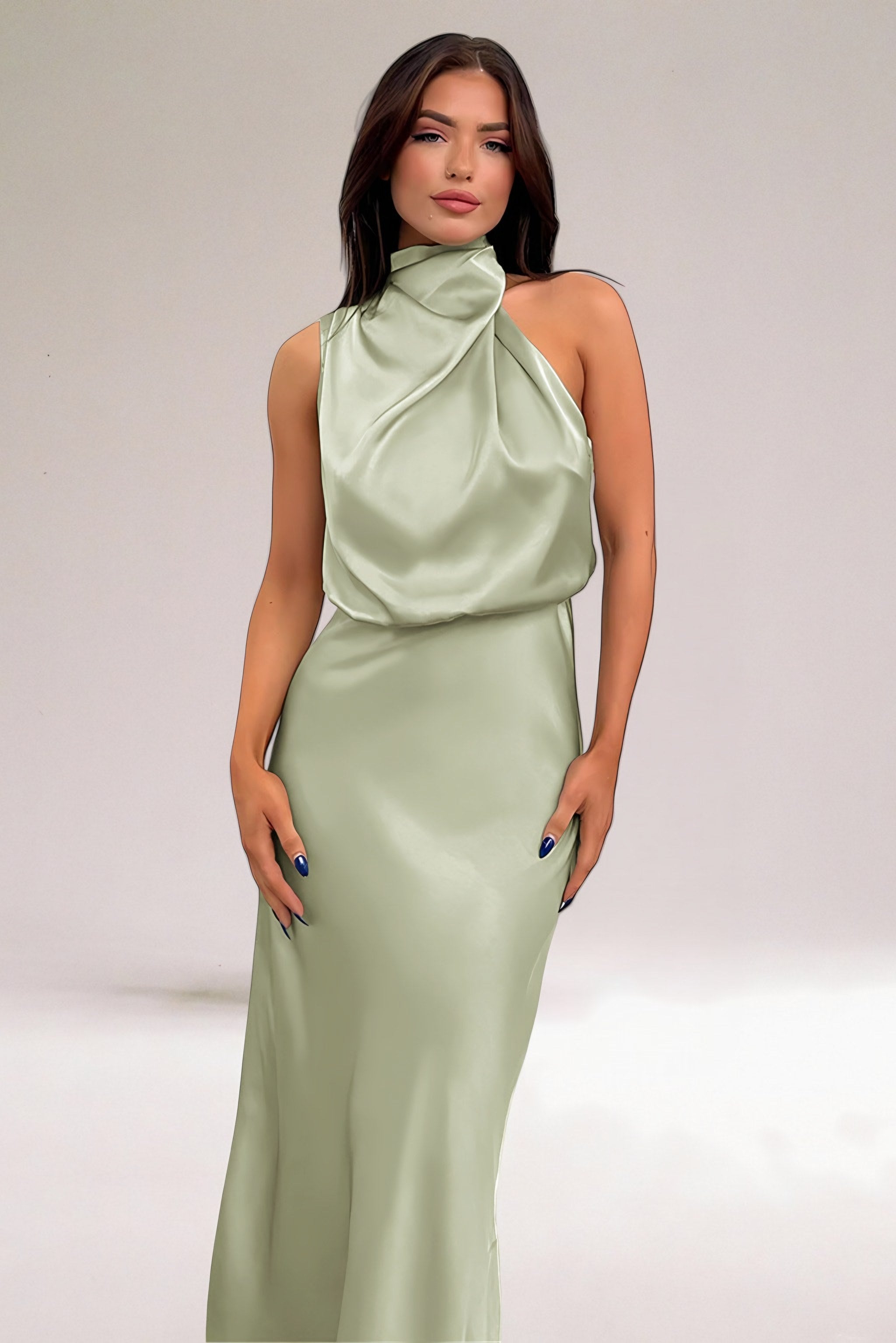 Women's Blouson Halter Neck Maxi Dress — view 1