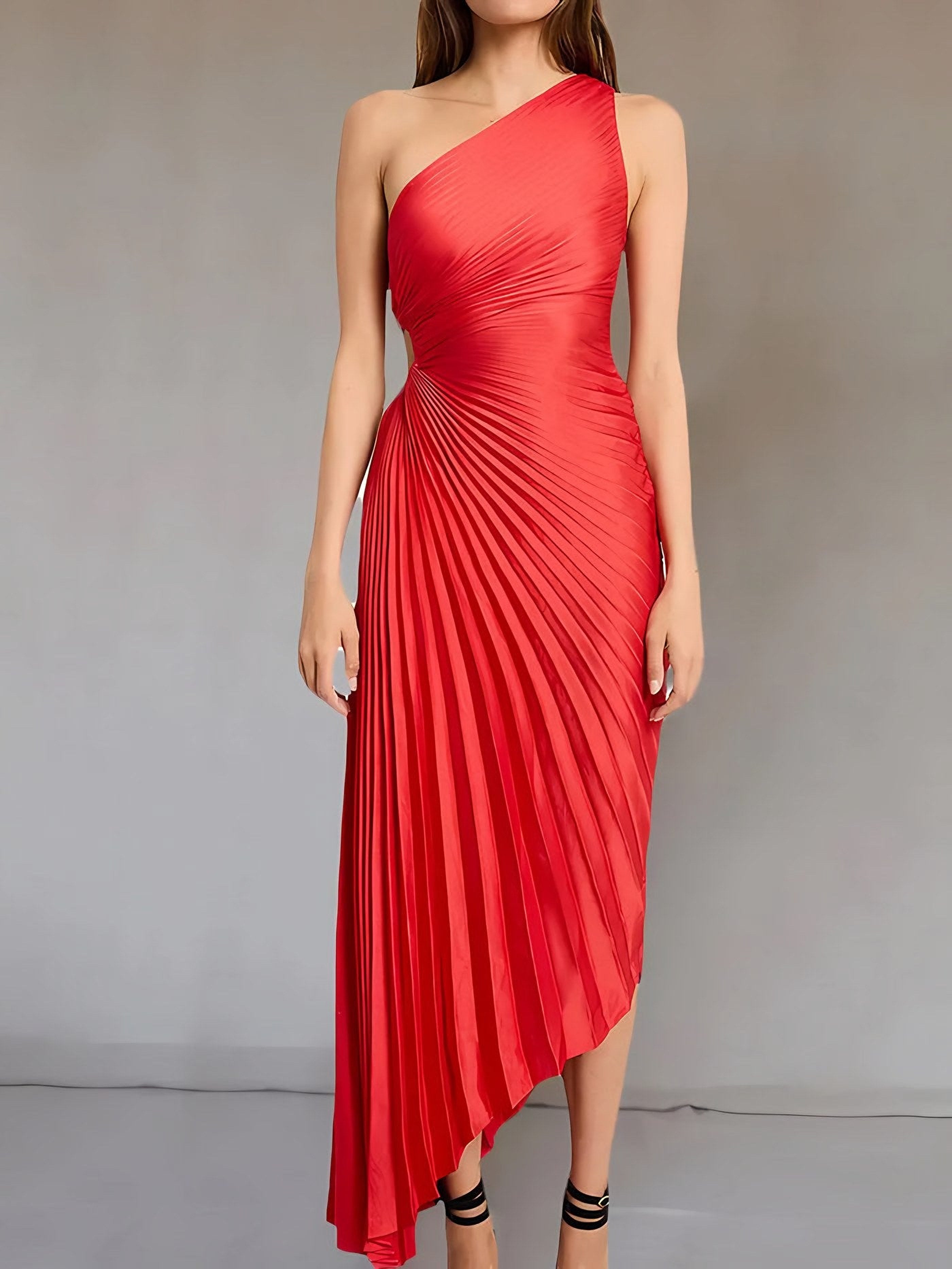 Women's One-Shoulder Pleated Maxi Dress — view 11