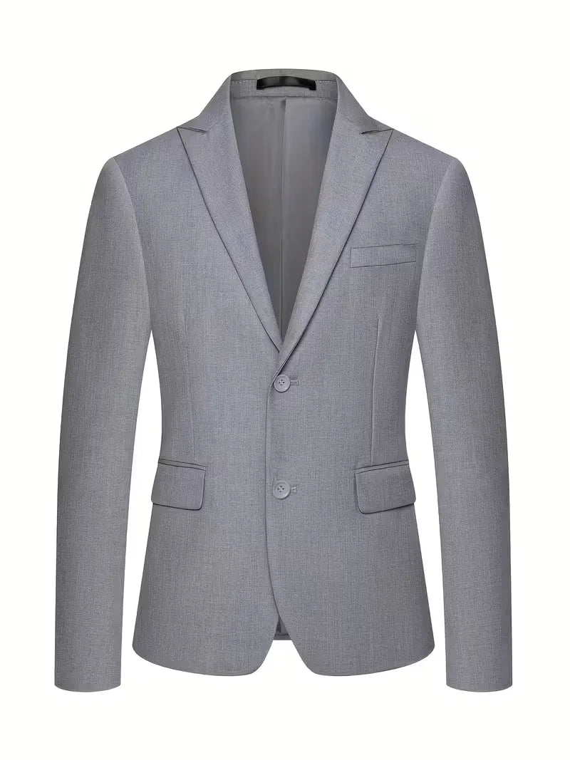 Erasmus | Men's Slim Fit Double-Breasted Three-Piece Suit Set with Waistcoat
