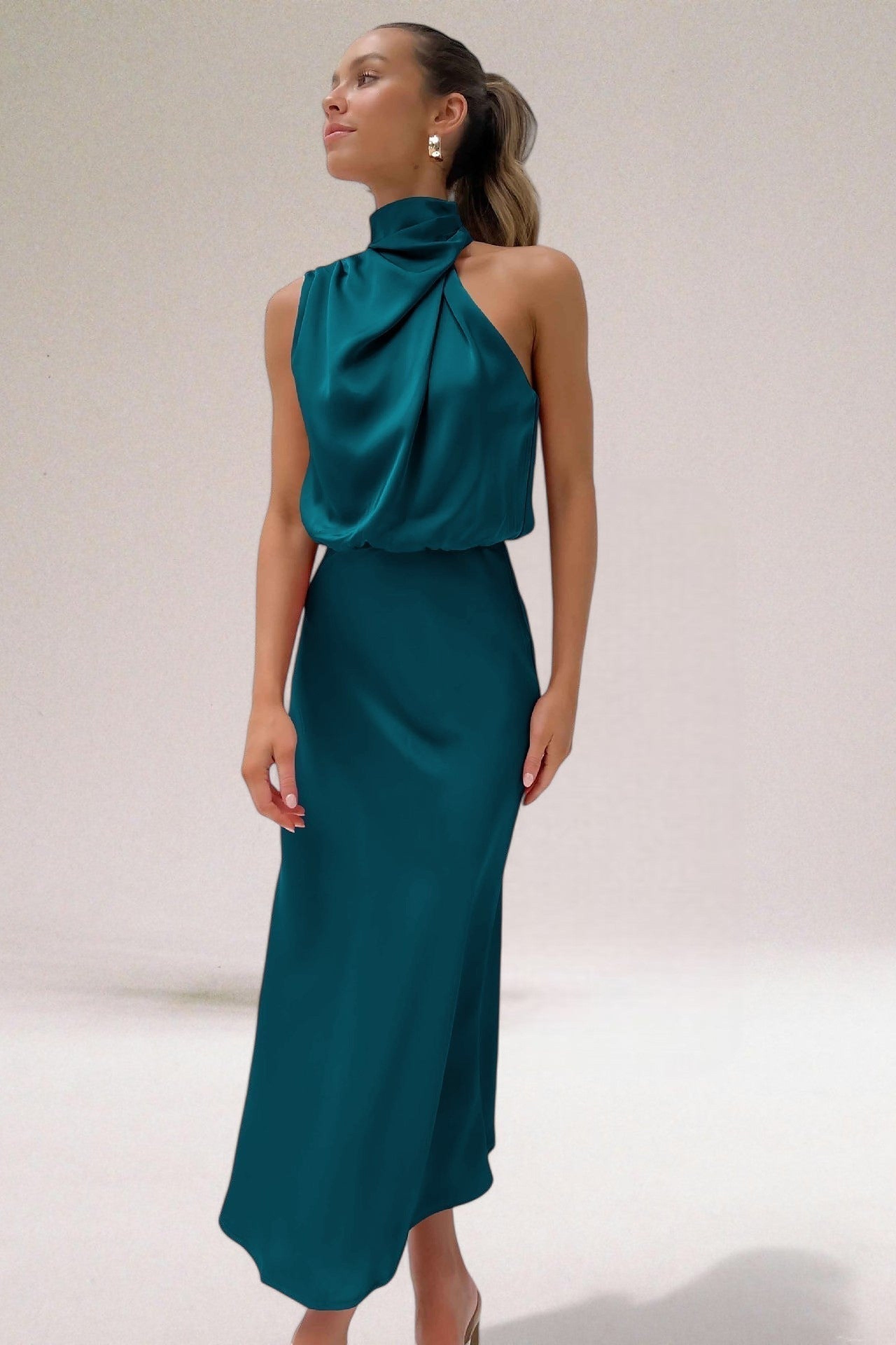 Women's Blouson Halter Neck Maxi Dress — view 2