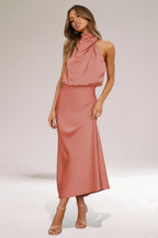 Women's Blouson Halter Neck Maxi Dress — view 3