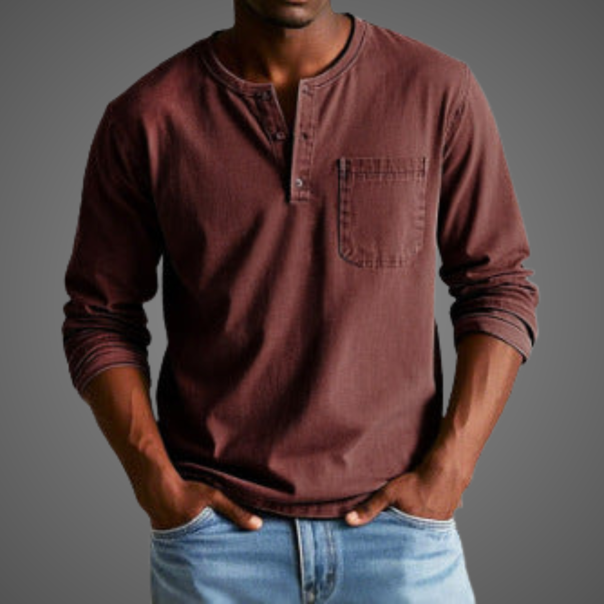 Men's Long Sleeve Henley Shirt — view 10