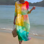 Women's Long Sleeve Caftan Maxi Dress — view 7