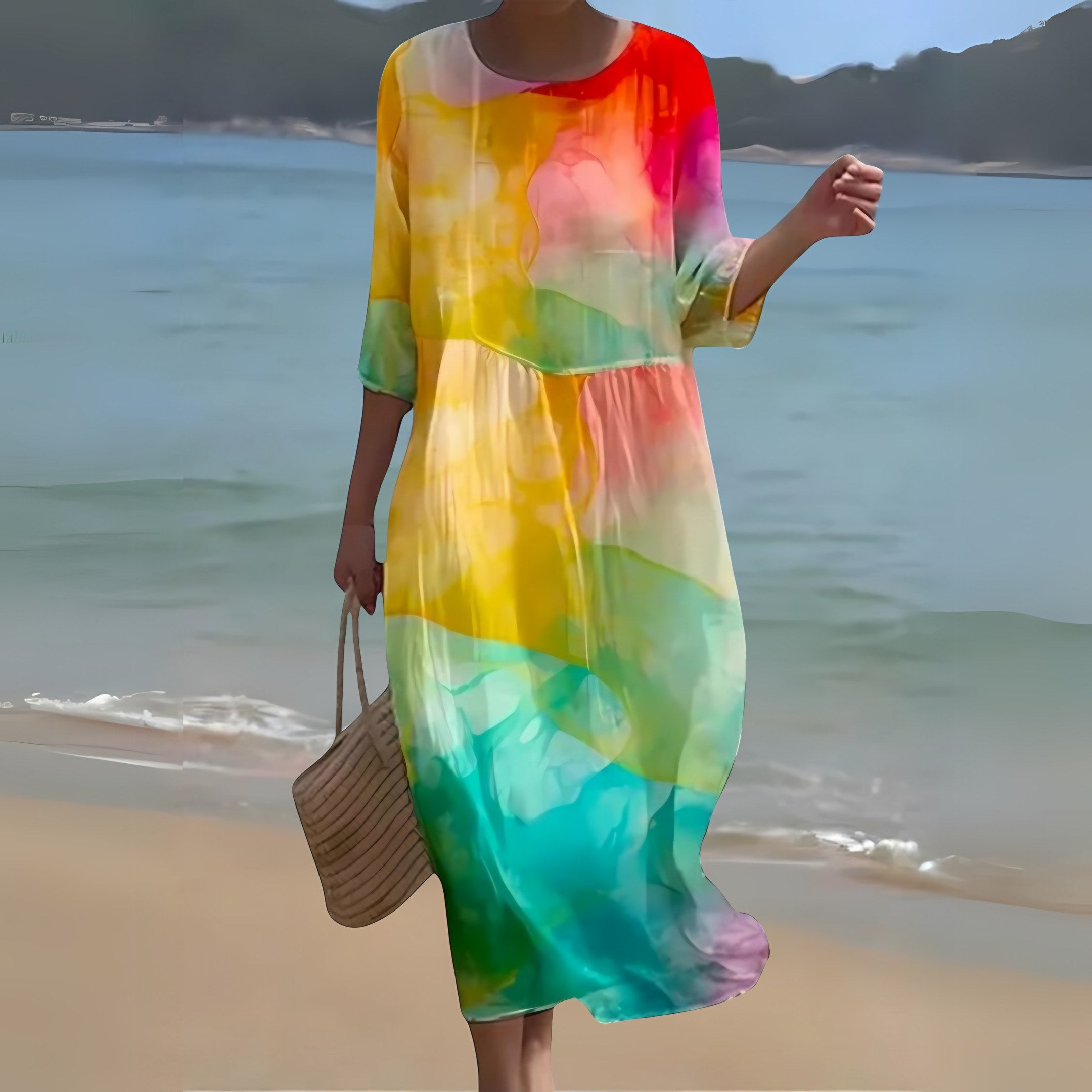 Women's Long Sleeve Caftan Maxi Dress — view 7