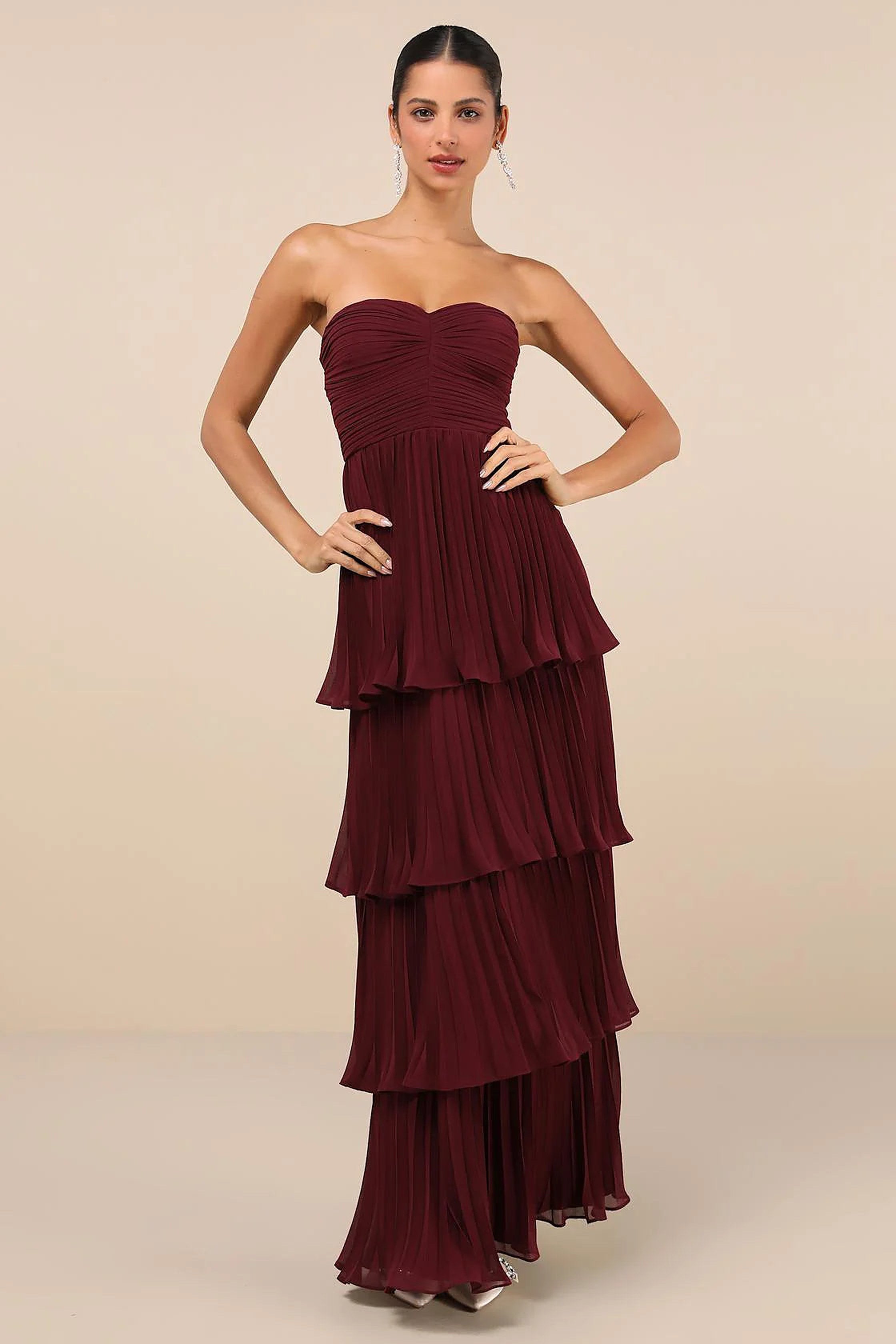 Women's Strapless Ruffle Maxi Dress — view 1