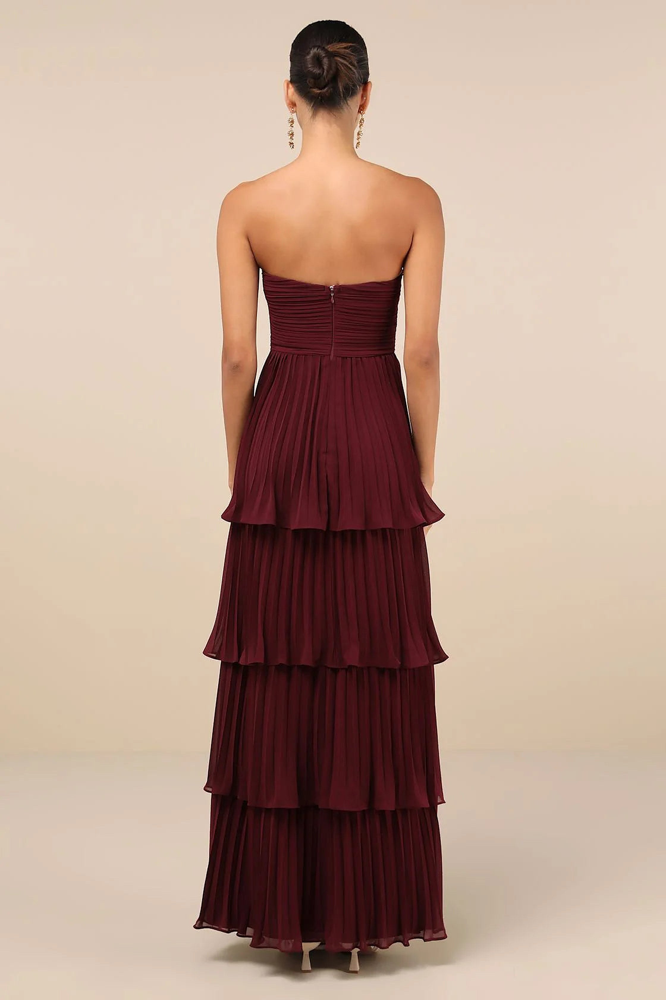 Women's Strapless Ruffle Maxi Dress — view 3