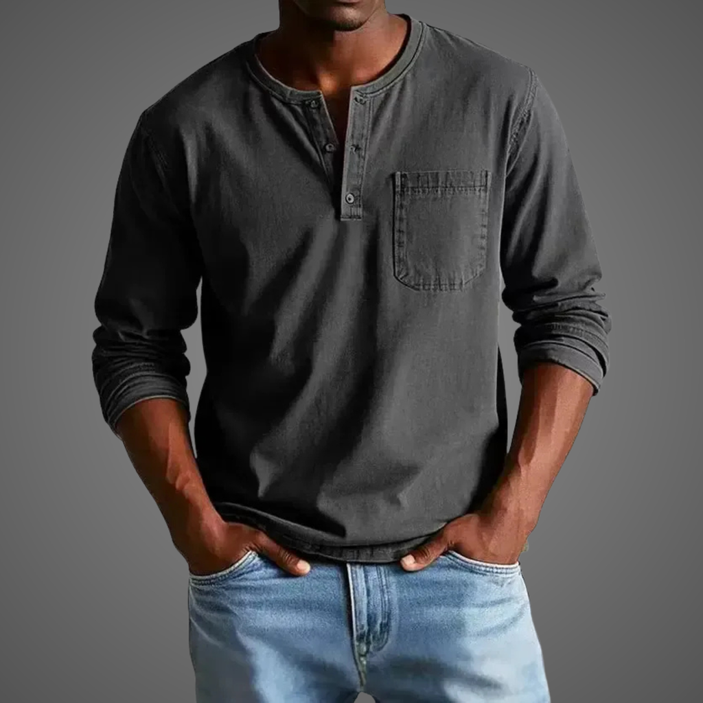 Men's Long Sleeve Henley Shirt — view 4