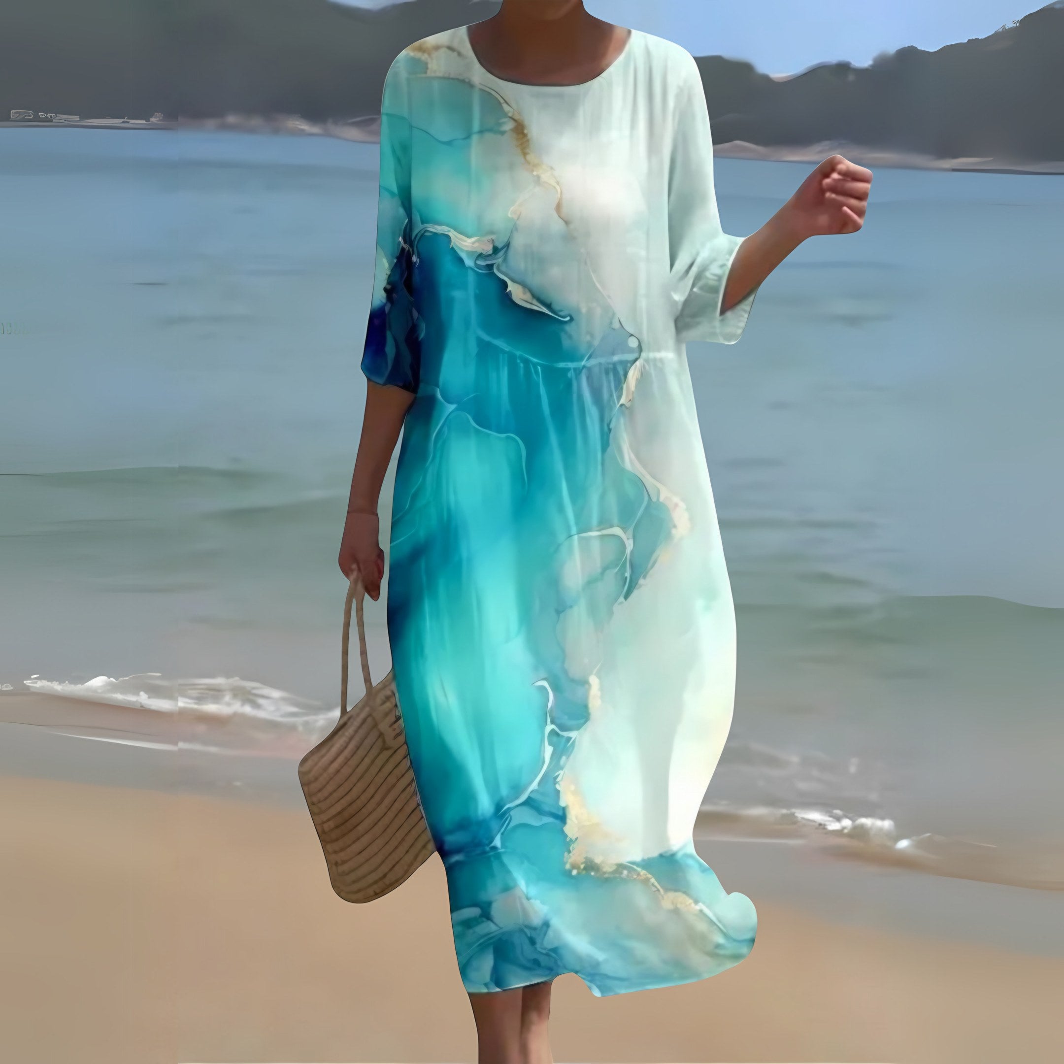 Women's Long Sleeve Caftan Maxi Dress — view 8