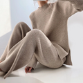 Jelena | Women’s Long Sleeve Ribbed Knit Wide Leg Two-Piece Set — TOPNEWPLACE