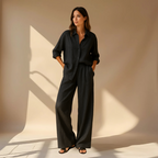 Hedda | Women’s Linen Shirt Wide Leg Trousers Set — TOPNEWPLACE (view 5)