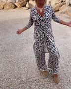 Gavriella | Women’s Geometric V-Neck Two-Piece Set — TOPNEWPLACE (view 2)