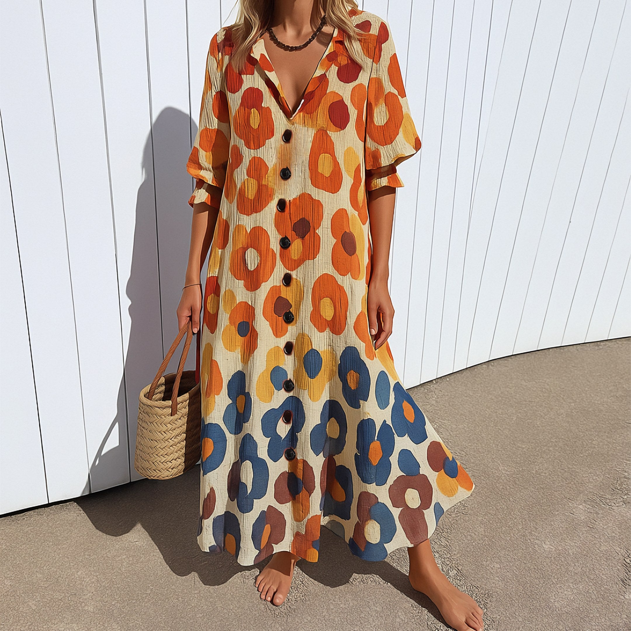 Women's Long Sleeve Shirt Maxi Dress — view 3
