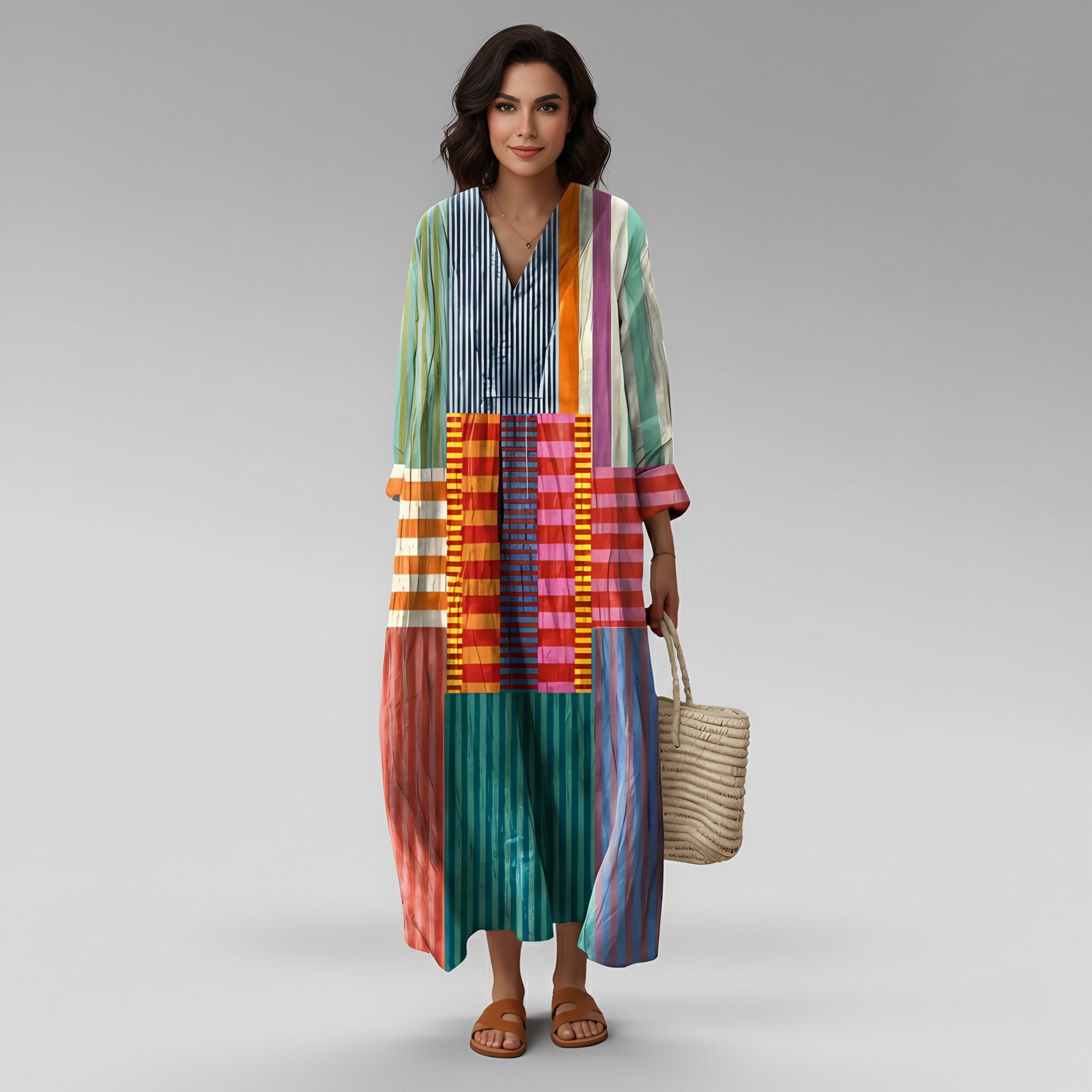 Women's Geometric Caftan Maxi Dress — view 3