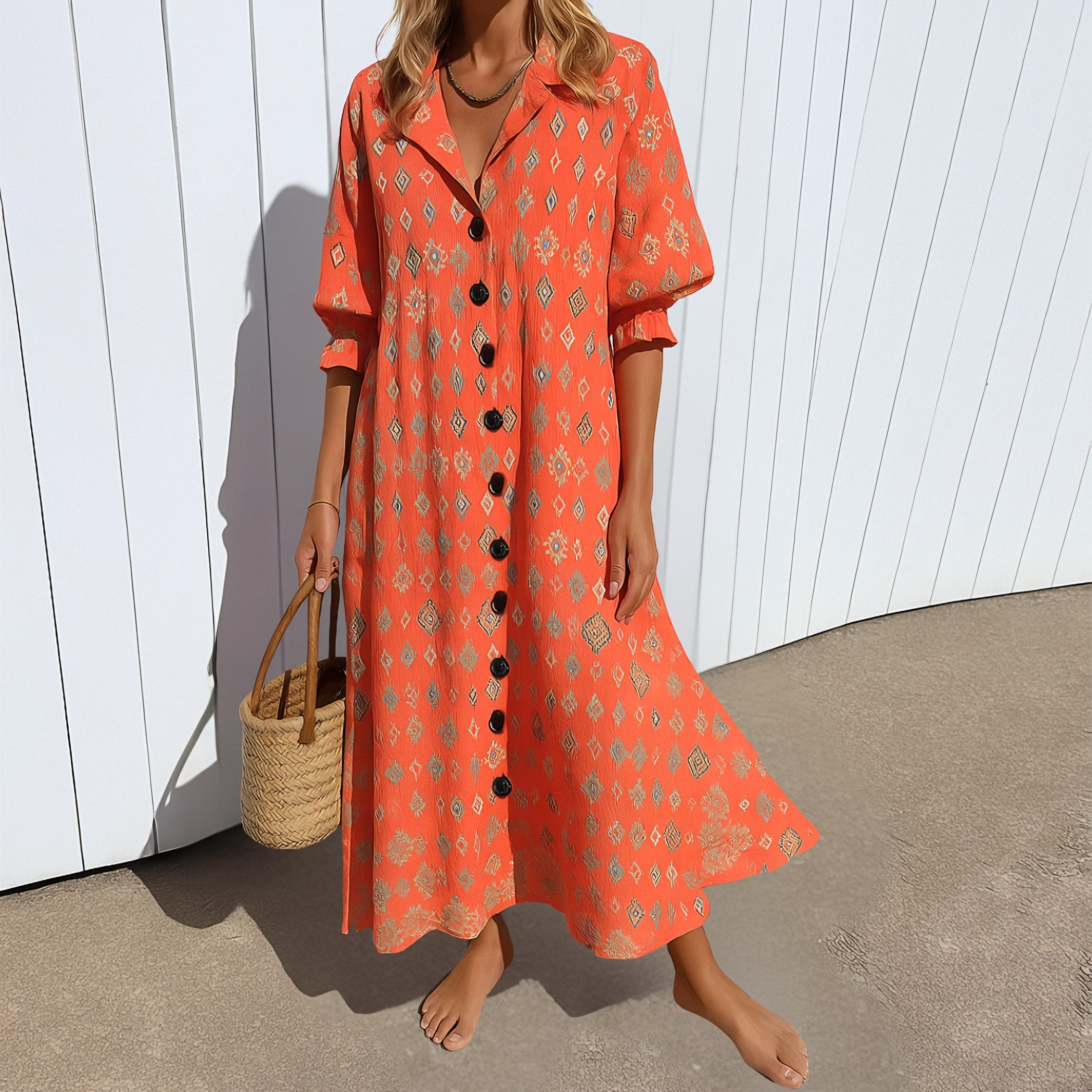 Women's Long Sleeve Shirt Maxi Dress — view 5