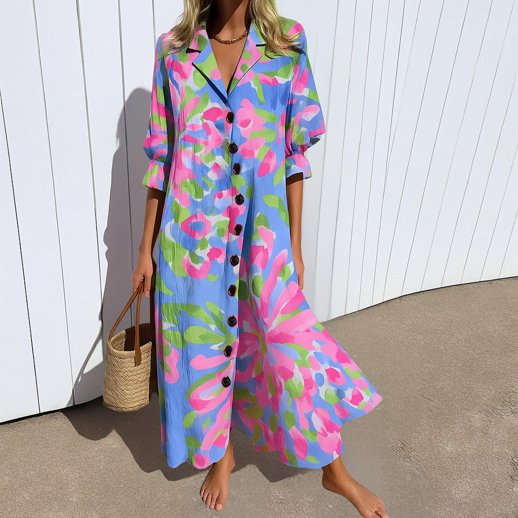 Women's Long Sleeve Shirt Maxi Dress — view 4
