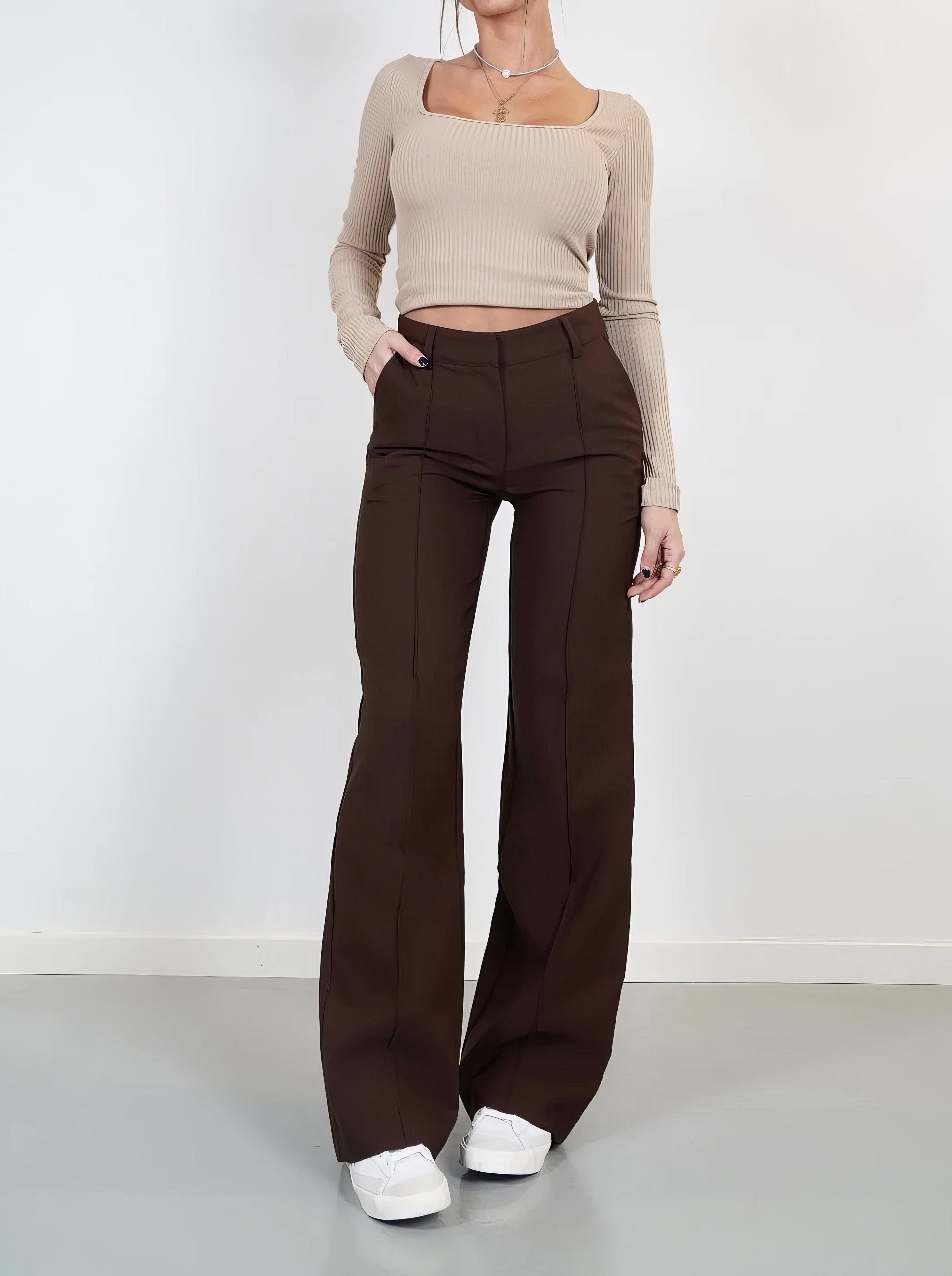 Eloise | Women’s High-Rise Pintuck Flowy Trousers — TOPNEWPLACE (view 7)