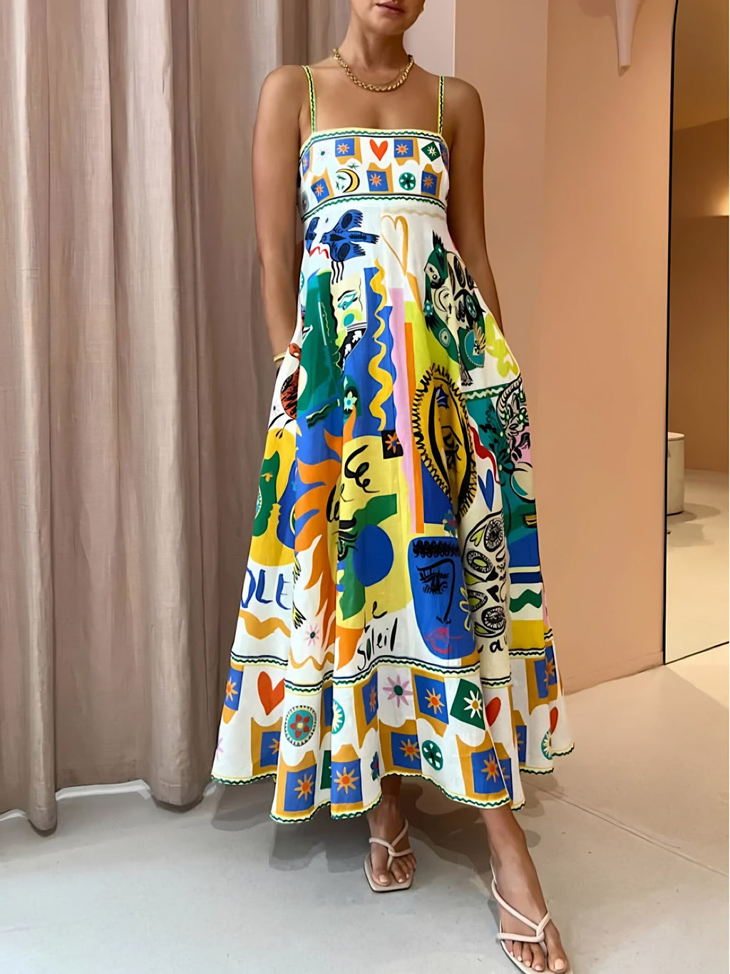 Women's Printed Sleeveless Maxi Dress — view 1