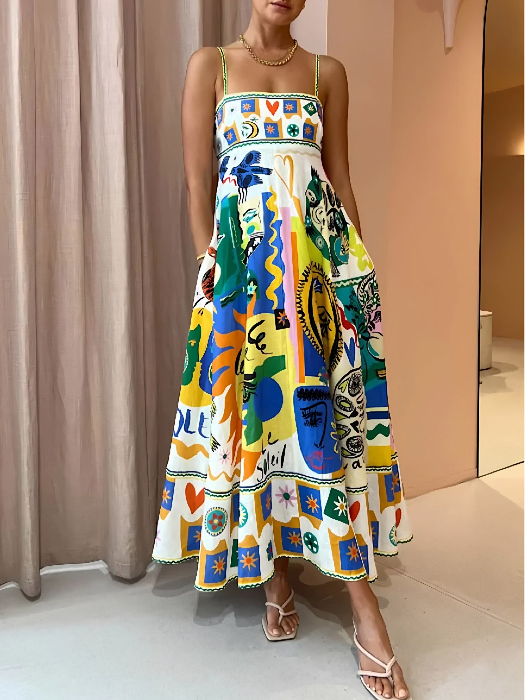 Women's Printed Sleeveless Maxi Dress — view 1