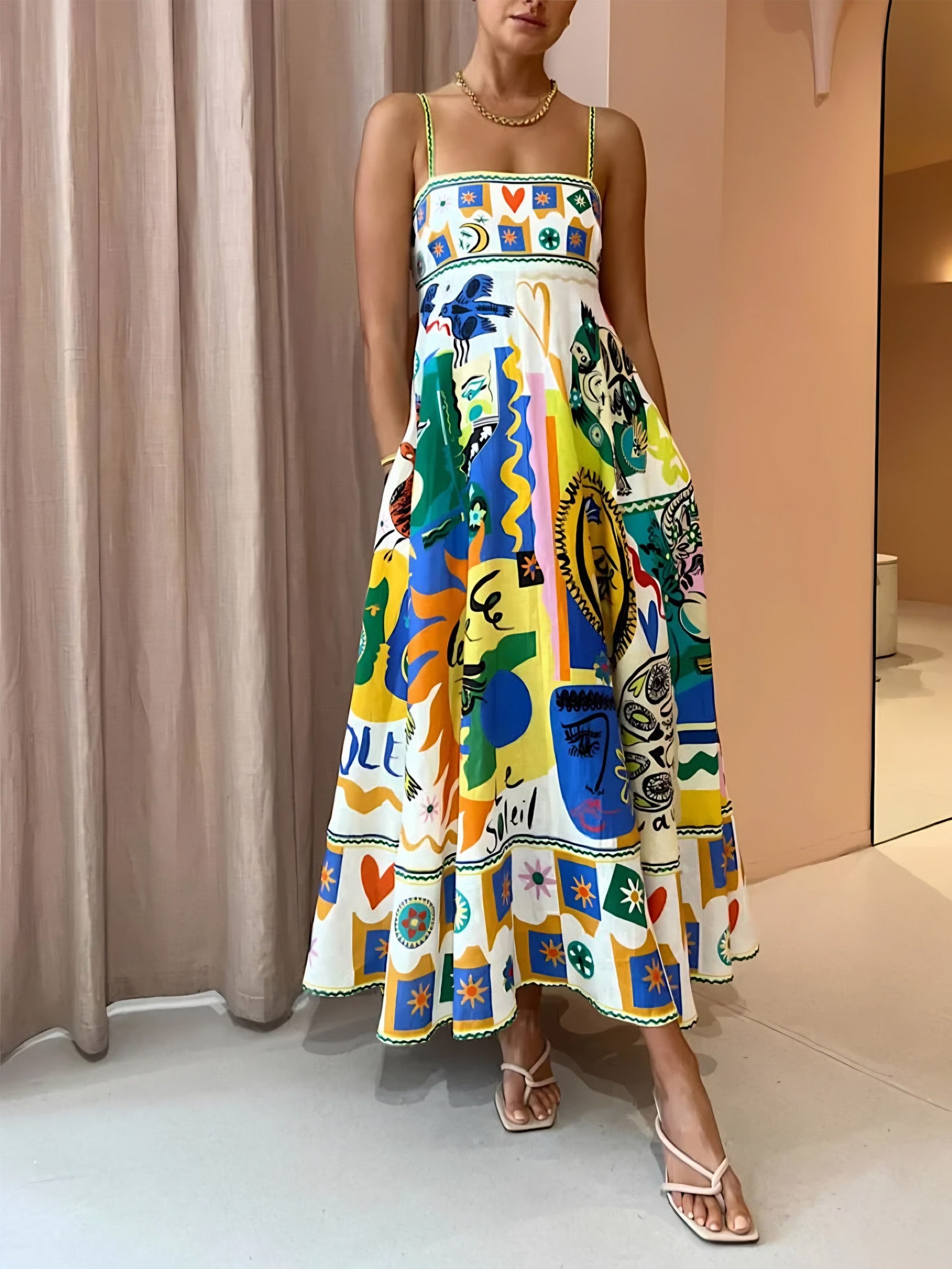Women's Printed Sleeveless Maxi Dress — view 5