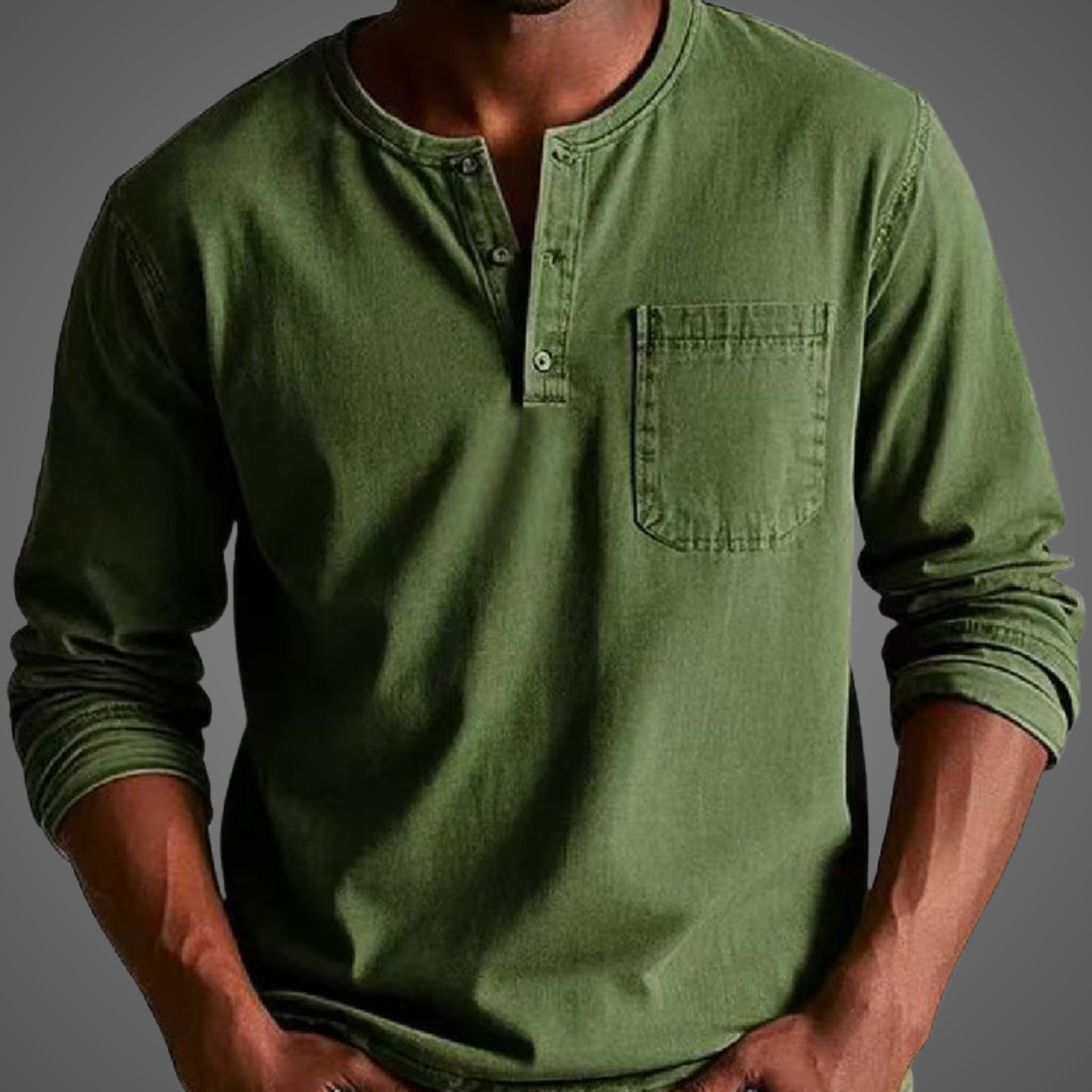Men's Long Sleeve Henley Shirt — view 2