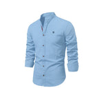 Kasimir | Men's Linen Shirt with Long Sleeves and Stand Collar