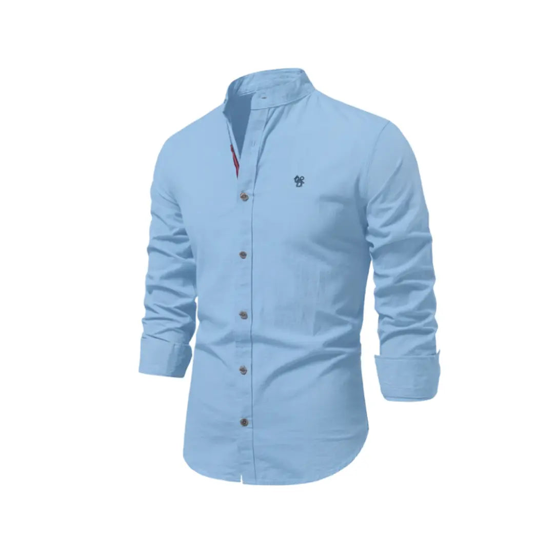Kasimir | Men's Linen Shirt with Long Sleeves and Stand Collar