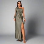 Women's One-Shoulder Front Slit Maxi Dress — view 4