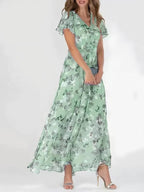 Women's Flutter Sleeve Floral Maxi Dress — view 2