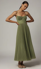 Women's Corset Top Pleated Maxi Dress — view 1