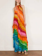 Women's Ruffle Sleeveless Halter Maxi Dress — view 1