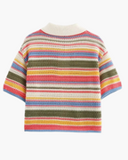 Tilda | Women's Striped Crochet Top with Button Closure