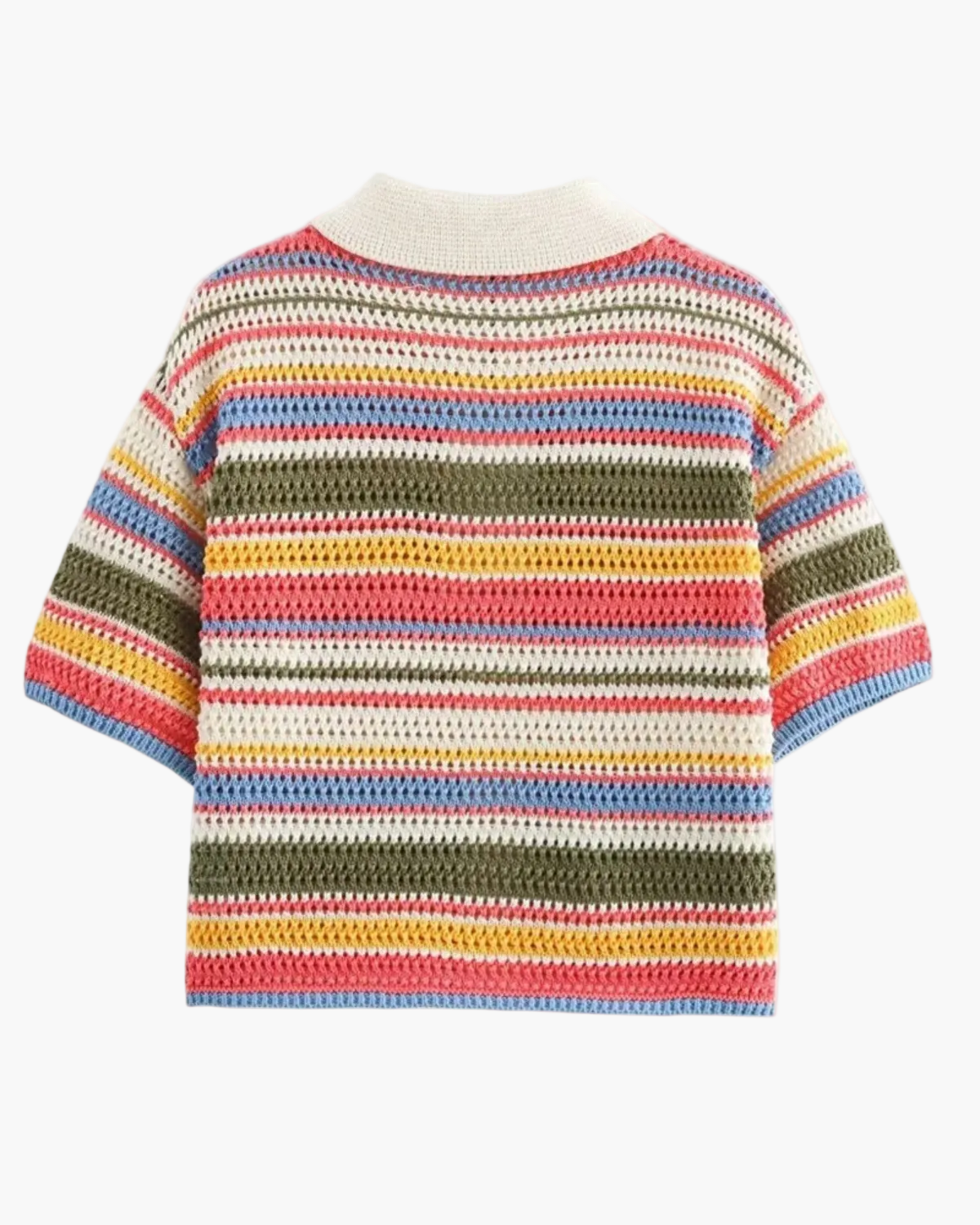 Tilda | Women's Striped Crochet Top with Button Closure