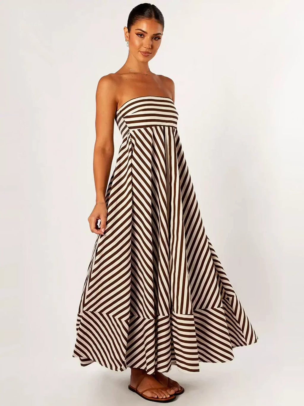Women's Strapless Striped Maxi Dress — view 7