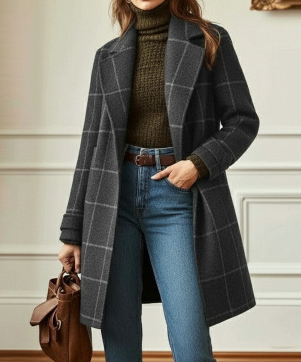 Jennifer Wool Check Coat — view 3