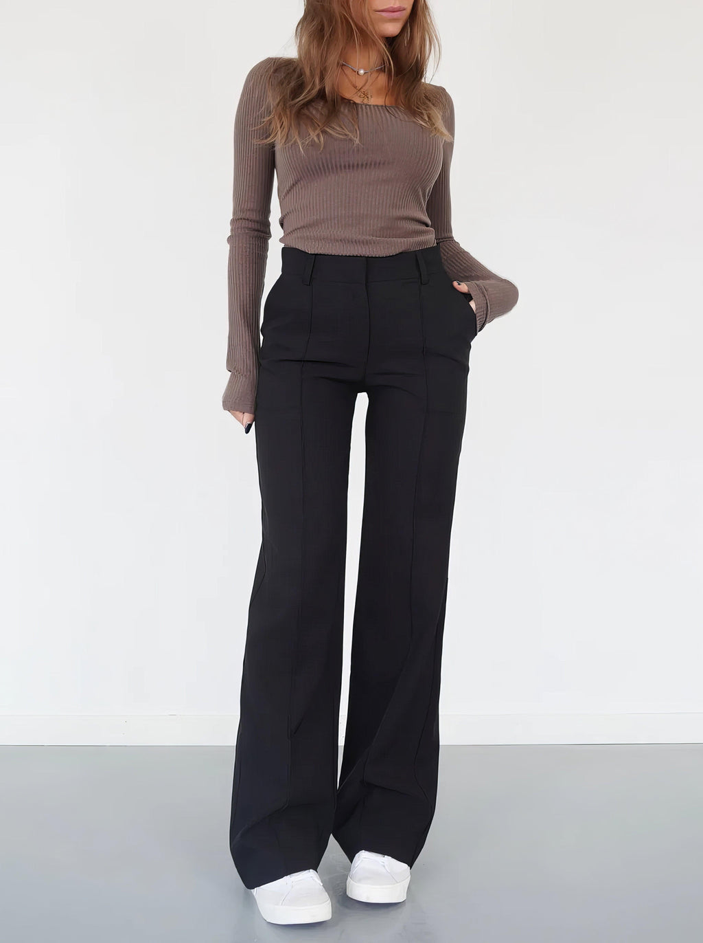 Eloise | Women’s High-Rise Pintuck Flowy Trousers — TOPNEWPLACE