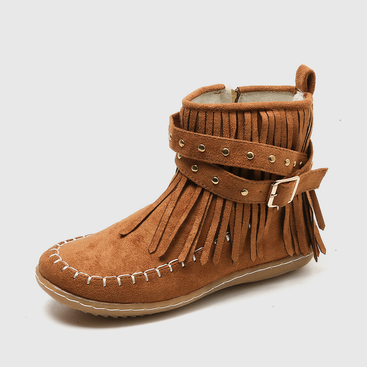 Leontina | Women’s Ankle Fringe Flat Boots