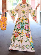 Women's Long Sleeve Printed Maxi Dress — view 4