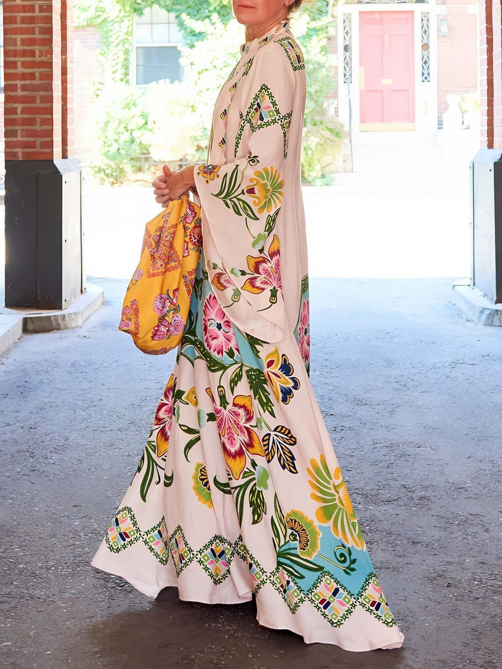 Women's Long Sleeve Printed Maxi Dress — view 5