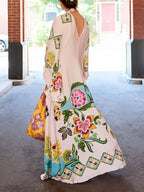Women's Long Sleeve Printed Maxi Dress — view 6