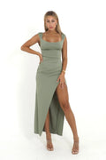 Women's One-Shoulder Satin Maxi Dress — view 3