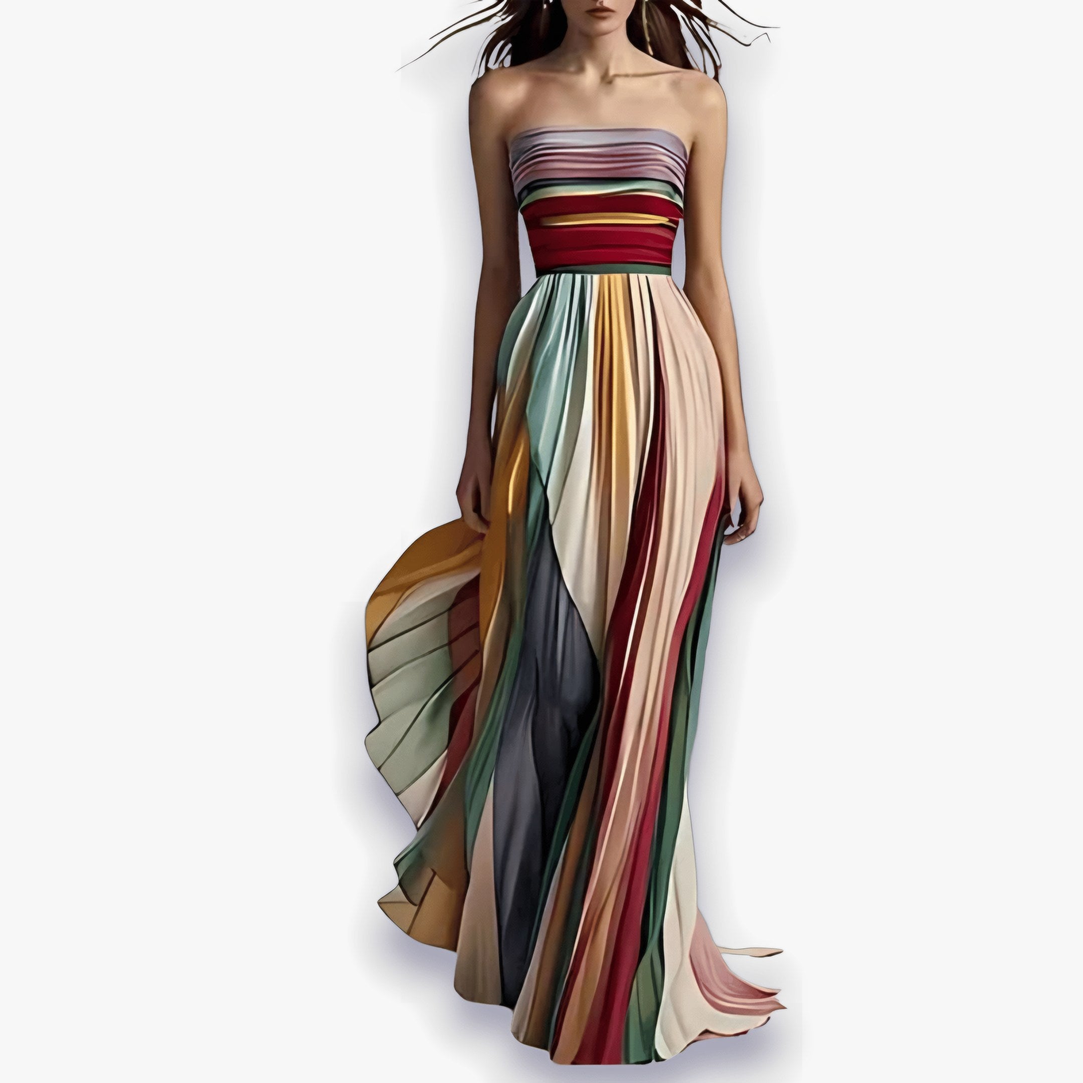 Women's Strapless Pleated Maxi Dress — view 1