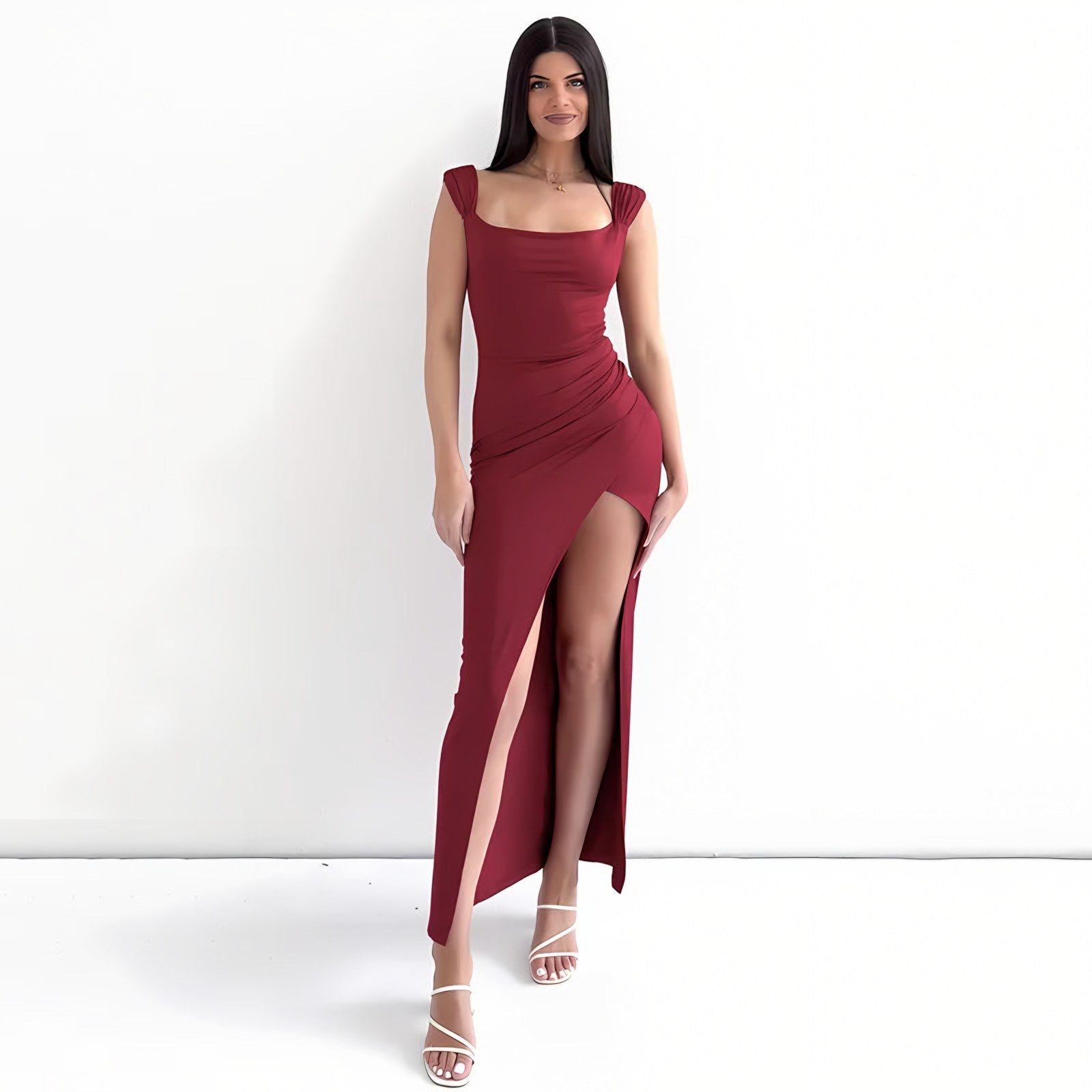 Women's One-Shoulder Satin Maxi Dress — view 4