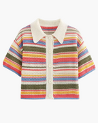 Tilda | Women's Striped Crochet Top with Button Closure
