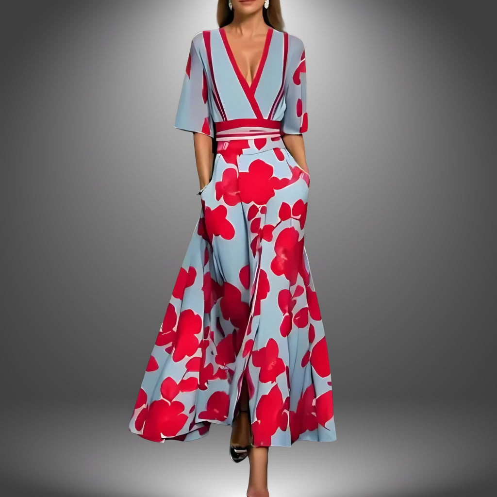 Women's Floral Mid Length Sleeve Maxi Dress — view 1